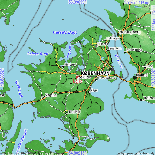 Topographic map of Lejre