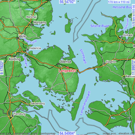 Topographic map of Langeskov