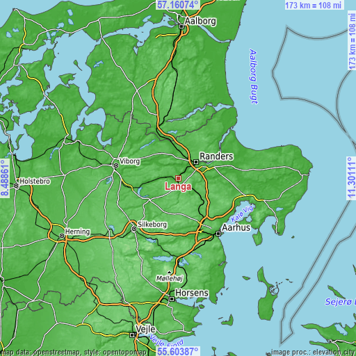 Topographic map of Langå