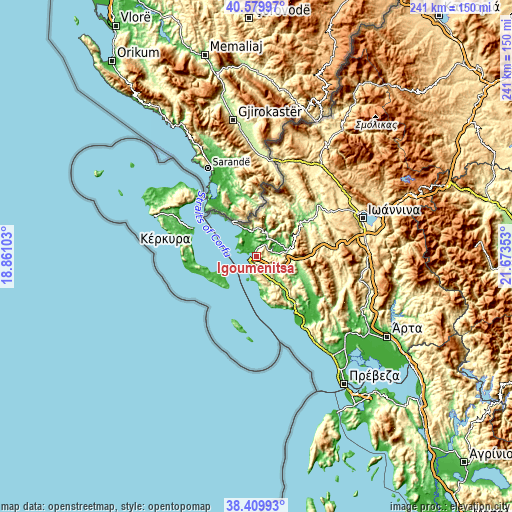 Topographic map of Igoumenítsa