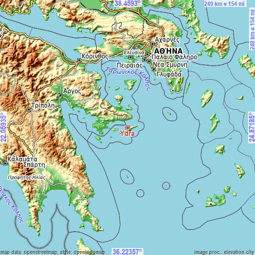 Topographic map of Ýdra