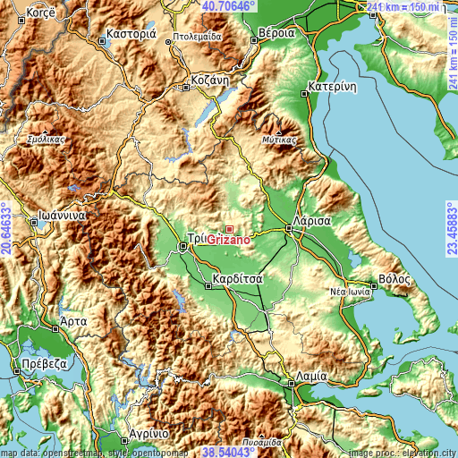 Topographic map of Grizáno
