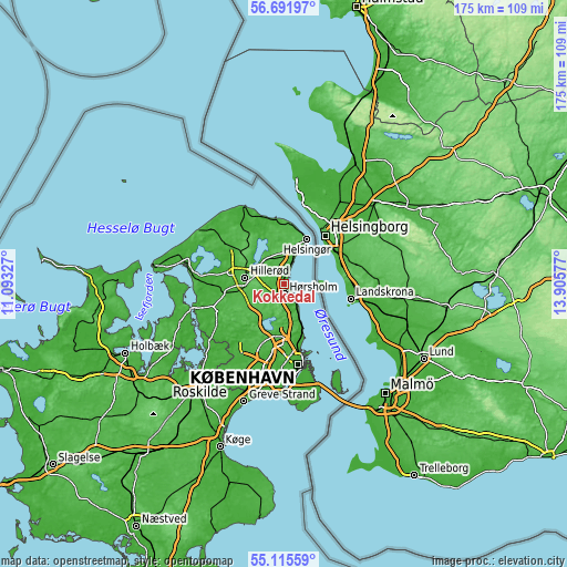 Topographic map of Kokkedal