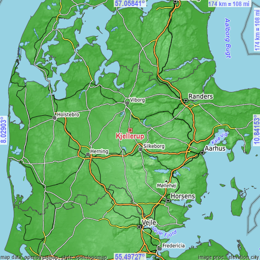 Topographic map of Kjellerup