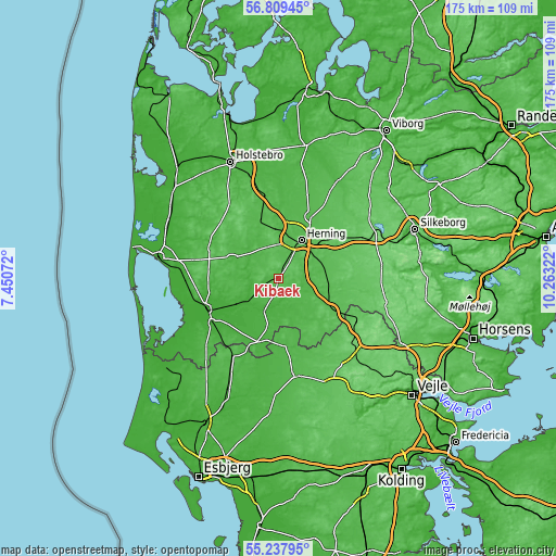 Topographic map of Kibæk