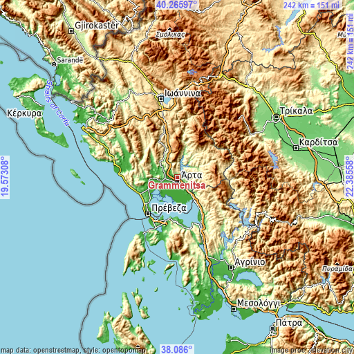 Topographic map of Grammenítsa