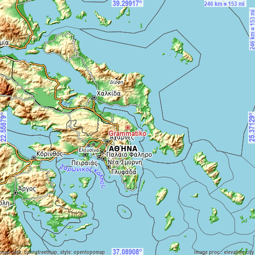 Topographic map of Grammatikó