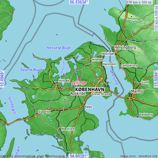 Topographic map of Jyllinge