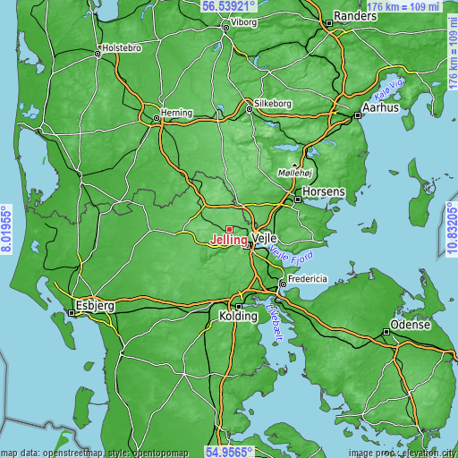 Topographic map of Jelling