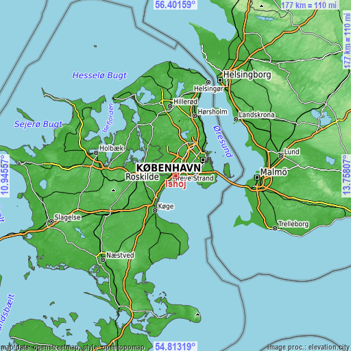 Topographic map of Ishøj