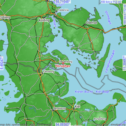 Topographic map of Høruphav