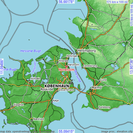 Topographic map of Hørsholm