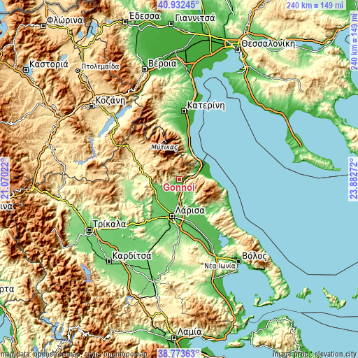 Topographic map of Gónnoi