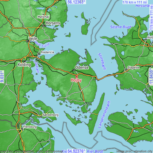 Topographic map of Højby