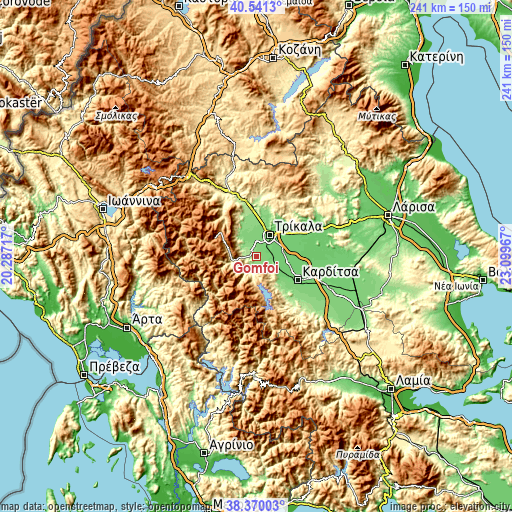 Topographic map of Gómfoi