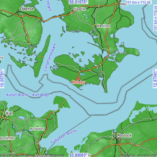 Topographic map of Holeby