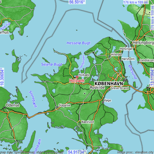 Topographic map of Holbæk