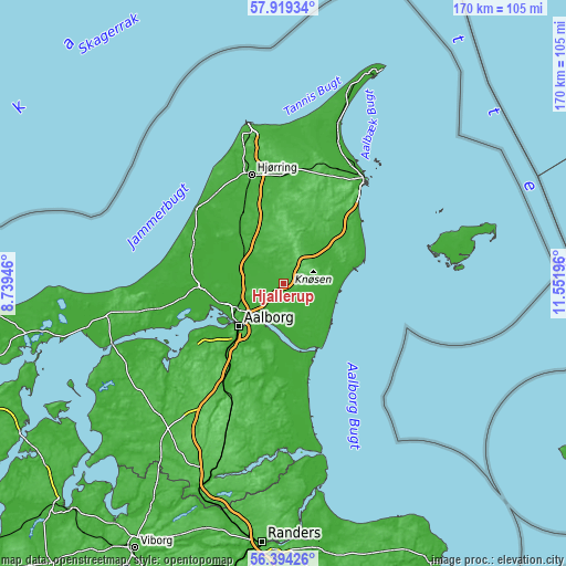Topographic map of Hjallerup