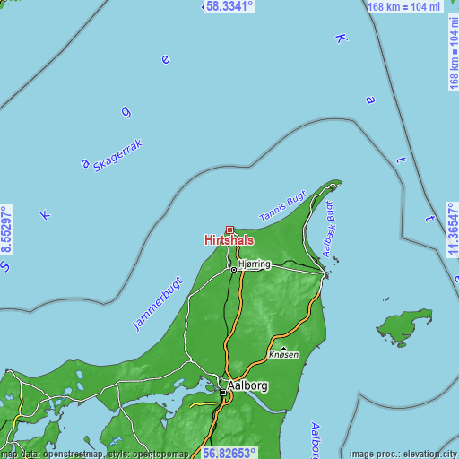 Topographic map of Hirtshals