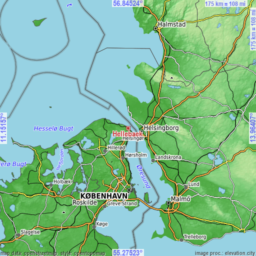Topographic map of Hellebæk