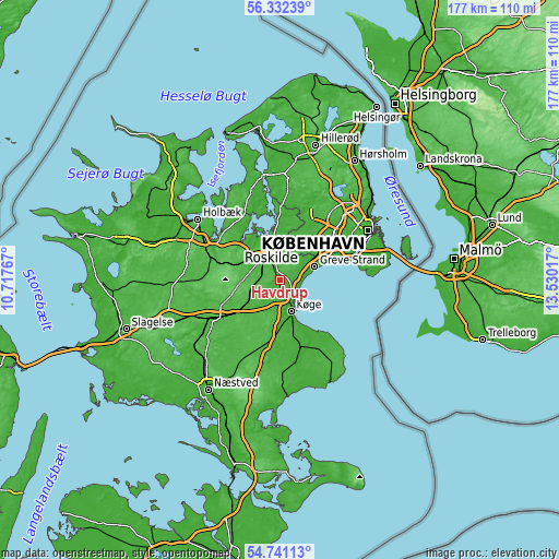 Topographic map of Havdrup