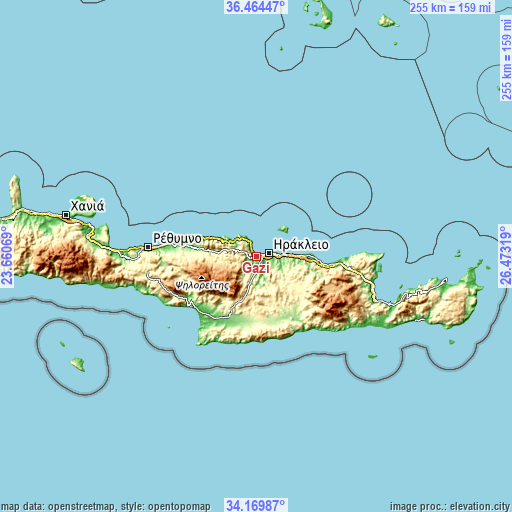 Topographic map of Gázi
