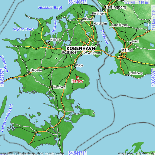 Topographic map of Hårlev