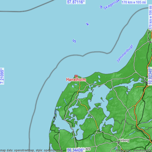 Topographic map of Hanstholm