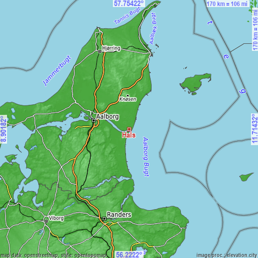 Topographic map of Hals