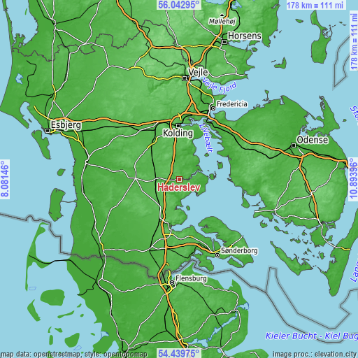 Topographic map of Haderslev