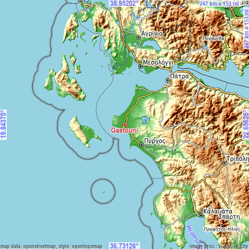 Topographic map of Gastoúni