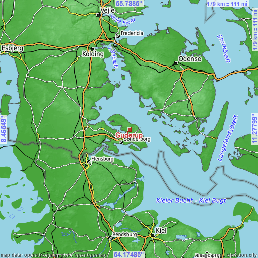 Topographic map of Guderup