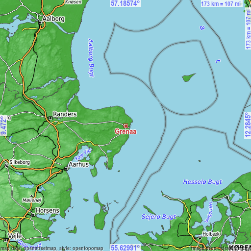 Topographic map of Grenaa
