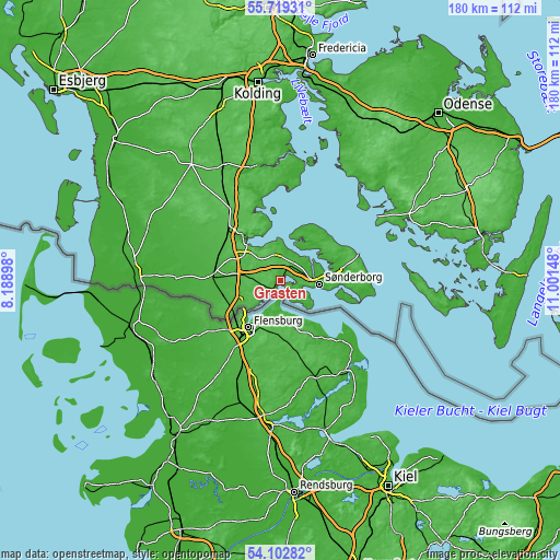 Topographic map of Gråsten