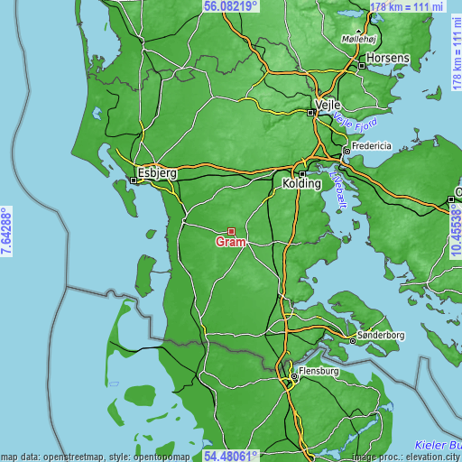 Topographic map of Gram