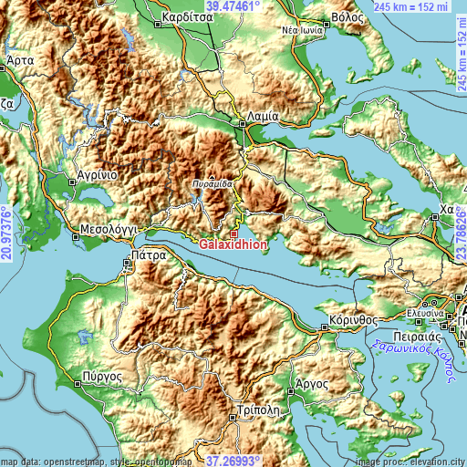 Topographic map of Galaxídhion