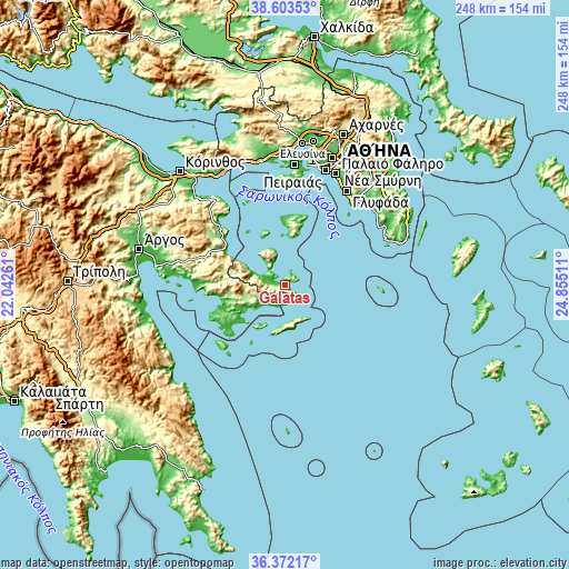 Topographic map of Galatás