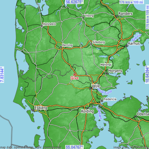 Topographic map of Give