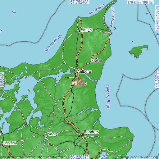 Topographic map of Gistrup