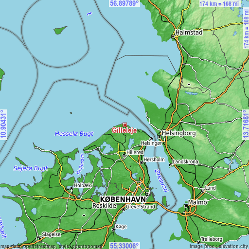 Topographic map of Gilleleje