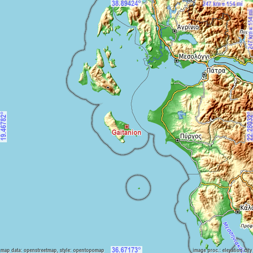 Topographic map of Gaïtánion