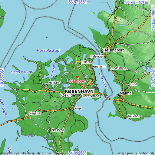 Topographic map of Ganløse