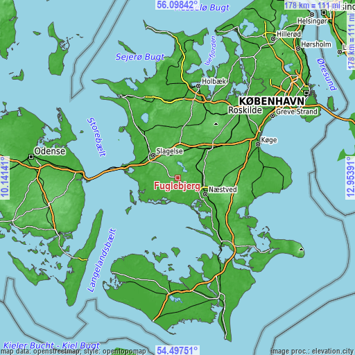 Topographic map of Fuglebjerg