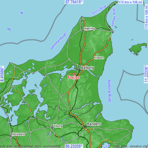 Topographic map of Frejlev