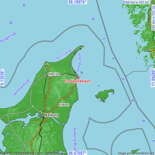 Topographic map of Frederikshavn