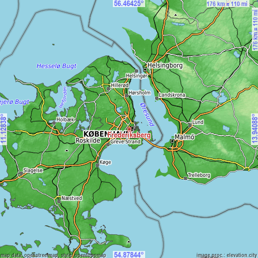 Topographic map of Frederiksberg