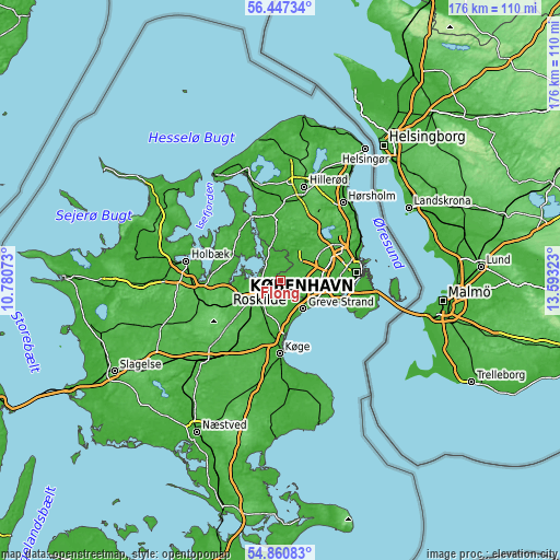 Topographic map of Fløng