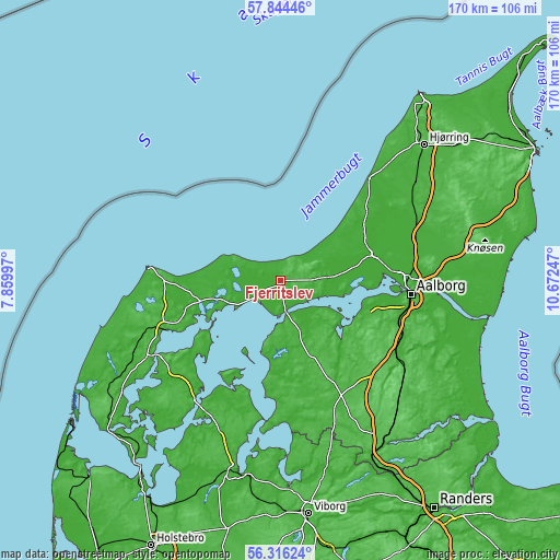 Topographic map of Fjerritslev