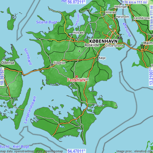 Topographic map of Fensmark