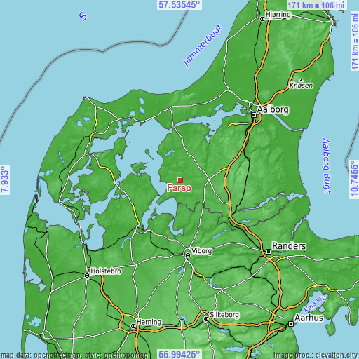 Topographic map of Farsø